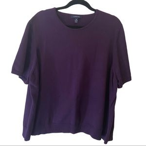Lands End Short Sleeve Sweater Top Dark Purple Size 3X 24W 26W